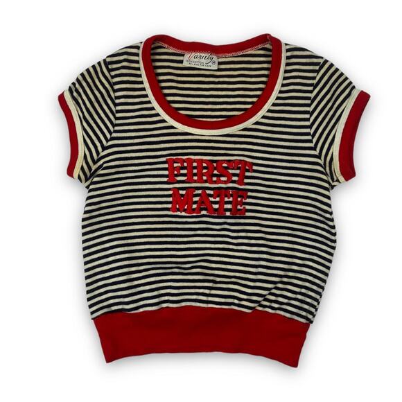 Vintage First Mate Striped Short Sleeve Knit Top - Picture 1 of 3